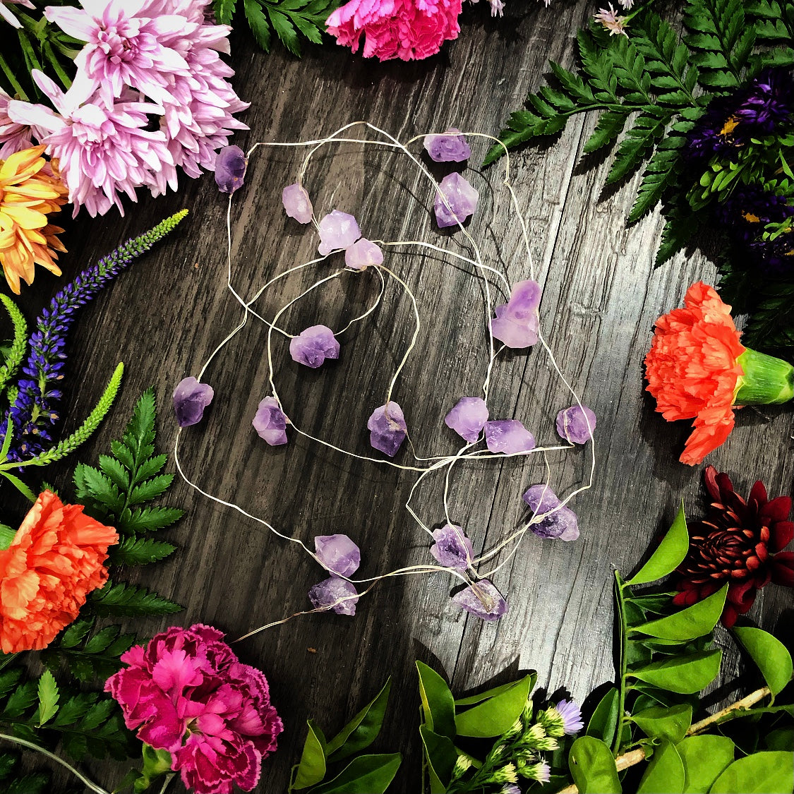 Raw Crystal Fairy Lights | Amethyst