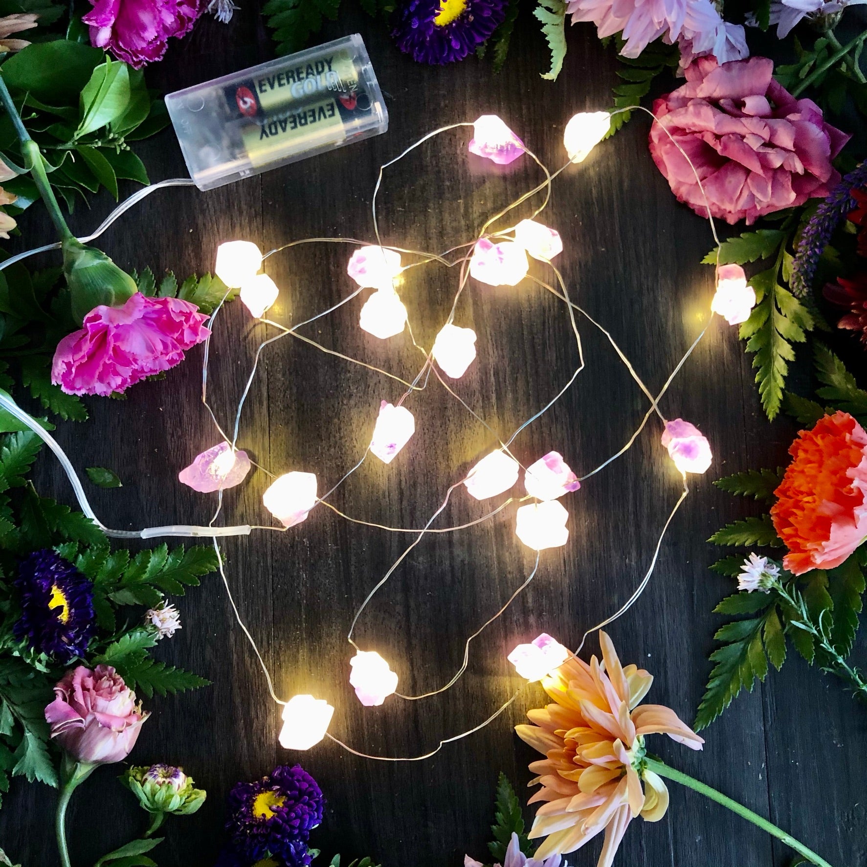 Raw Crystal Fairy Lights | Amethyst
